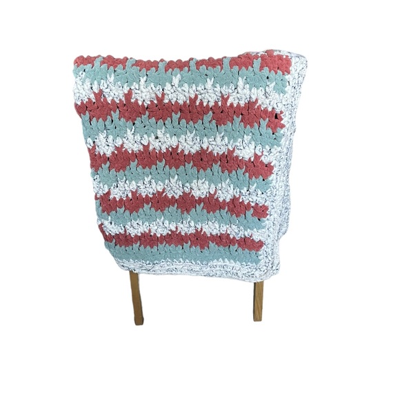 Handmade Jump Stripe Soft Squishy Multicolored Crochet Nursery Baby Blanket - Picture 2 of 6